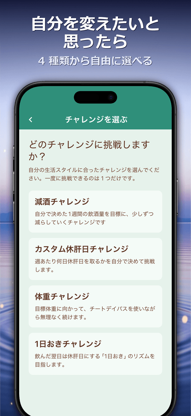自分を変えたいと思ったら — 4 種類から自由に選べる